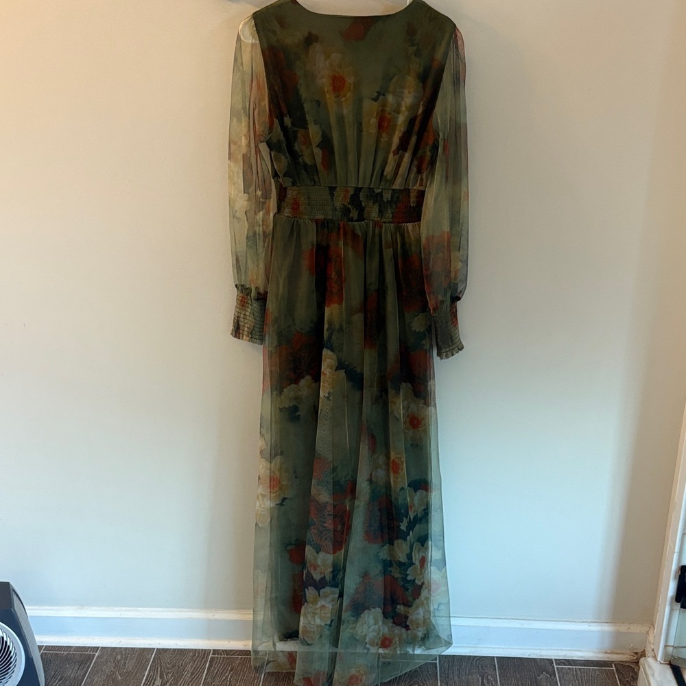 Baltic Born Layla Tulle Floral Green Maxi Dress